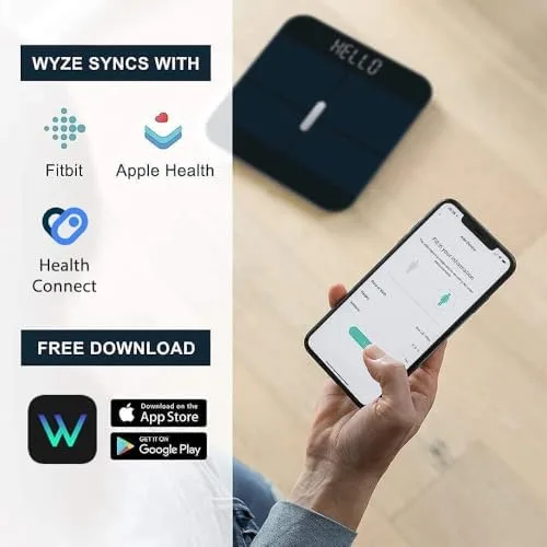 Wyze Smart Scale X app interface showing body composition breakdown with metrics like body fat percentage and muscle mass
