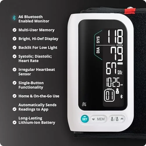 Greater Goods blood pressure monitor cuff with adjustable strap and alignment marker