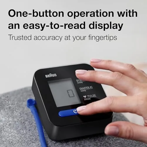 Braun ExactFit 1 blood pressure monitor with wide-range cuff and large LED display