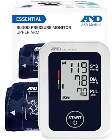 A&D Medical UA-651 blood pressure monitor with standard cuff shown against a white background