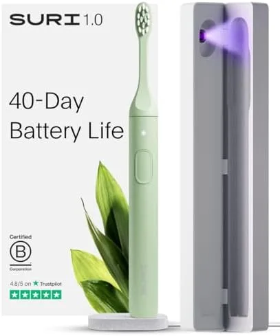 SURI 1.0 Sonic Electric Toothbrush with aluminum body and UV cleaning travel case