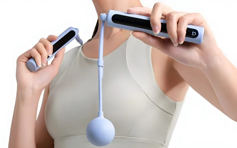 Xiaomi Mijia Smart Skipping Rope 2 with its integrated display and cordless swing-ball attachments