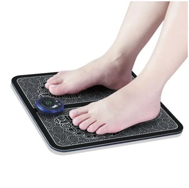EMS Micro-current Smart Foot Pad with flat conductive mat and compact controller