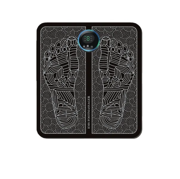 Thin EMS foot pad with compact controller for storage between sessions