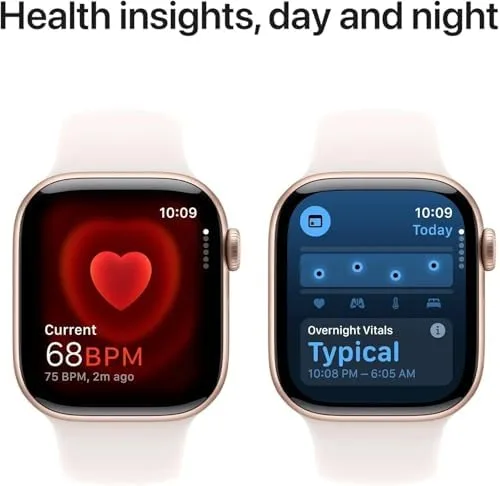 Apple Watch Series 10 health UI showing heart rate and overnight vitals
