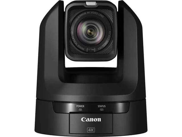 Front view of the black Canon CR-N300 PTZ camera