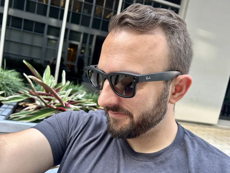 Ray-Ban Meta smart glasses worn outdoors with Meta AI focus