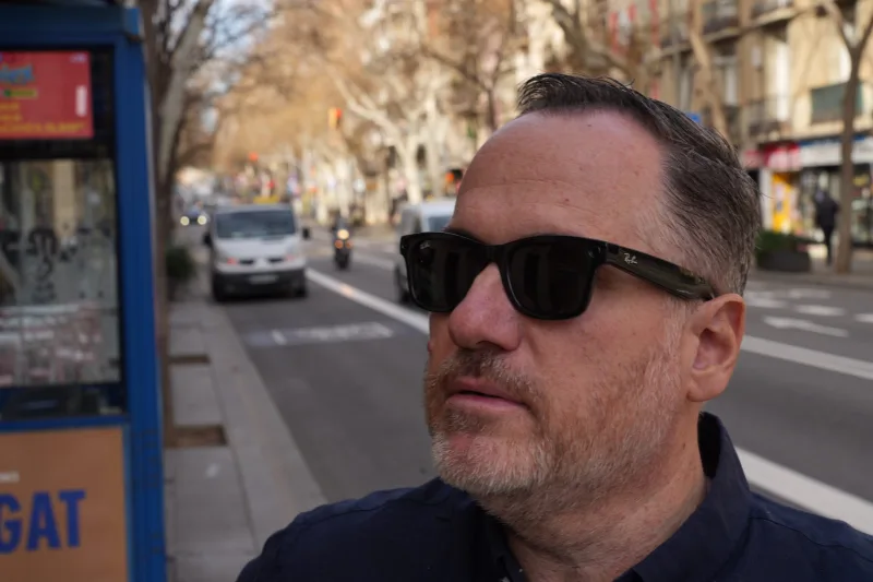 Ray-Ban Meta smart glasses worn outdoors in city