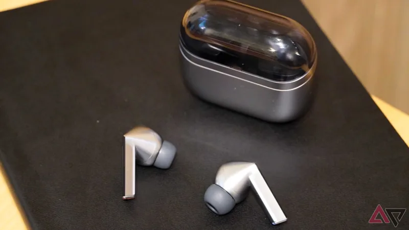 Samsung Galaxy Buds 3 Pro earbuds and charging case close-up