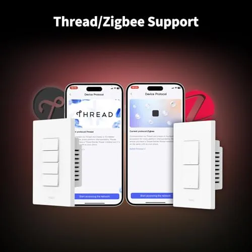 Aqara WS-K04E switch showing Thread and Zigbee connectivity support
