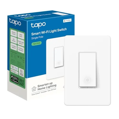 TP-Link Tapo S505 smart Wi‑Fi light switch with retail packaging