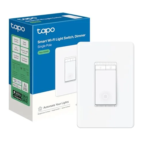 Tapo S500D dimmer switch showing on/off and brightness buttons