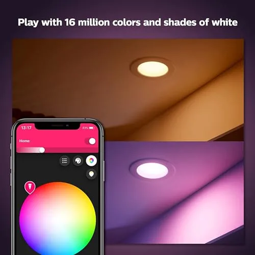 Philips Hue R578096-4 bulb color control shown in mobile app