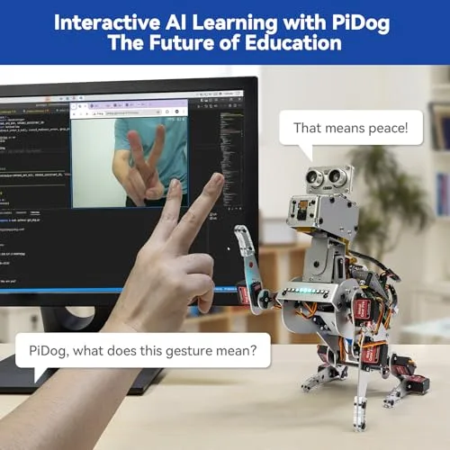 SunFounder PiDog robot dog front angle highlighting Raspberry Pi kit platform