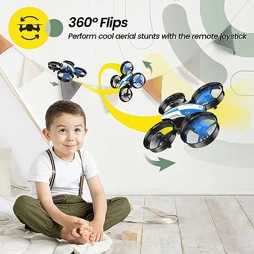 Holy Stone HS210 mini drone side view with prop guards