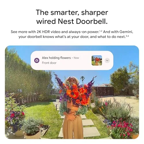 Google Nest Doorbell side-angle view showing slim wired housing