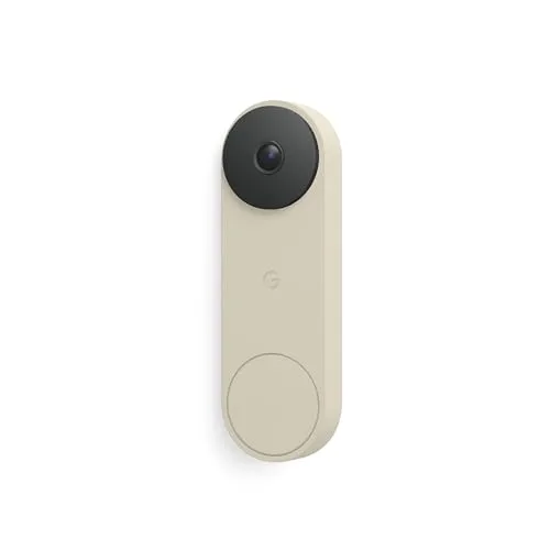 Google Nest Doorbell Wired 3rd Gen in linen finish front view