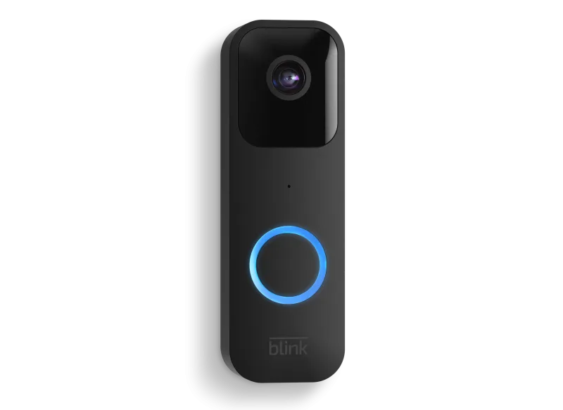 Blink Video Doorbell front view showing camera and doorbell button