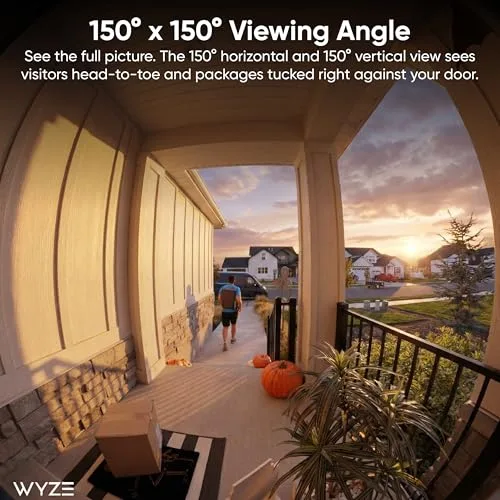 Wyze Battery Video Doorbell wide-angle field of view coverage diagram