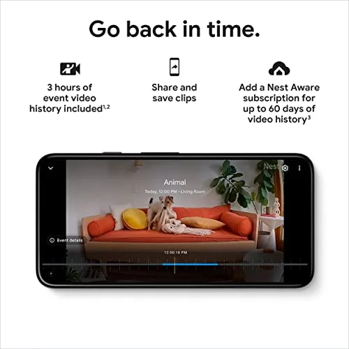 Google Nest Cam indoor wired app screen showing Nest Aware options