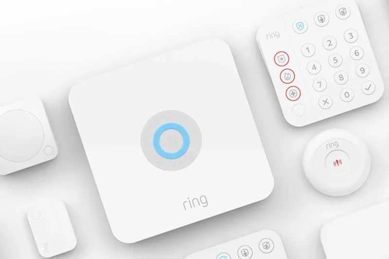Ring Alarm 14-Piece Kit components including sensors and base station