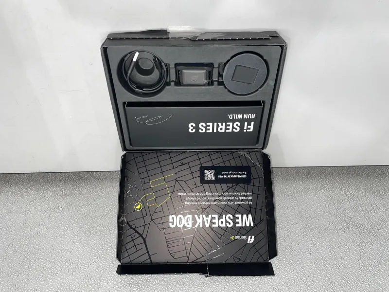 Fi Series 3 smart dog collar packaging with included accessories
