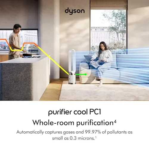 Dyson Purifier Cool PC1 angled view showing tower airflow design