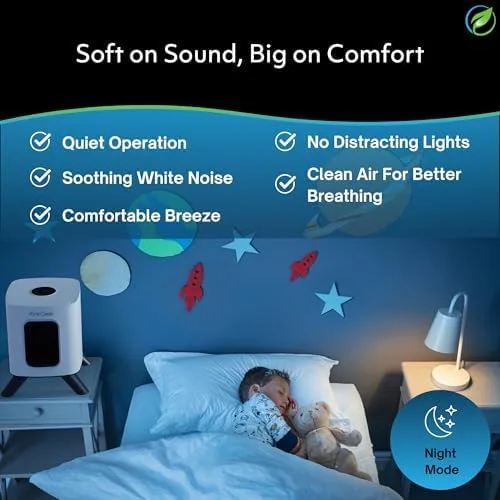 Air Oasis iAdaptAir 2.0 in bedroom setting highlighting quiet use