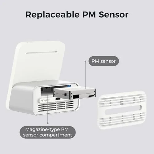 Qingping Air Monitor 2 replaceable PM sensor compartment side view