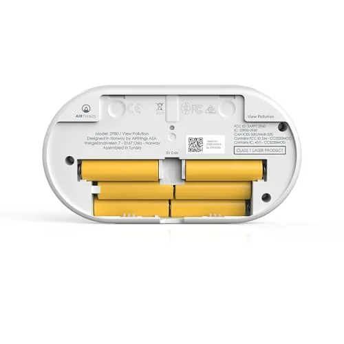 Airthings View Pollution battery compartment and device underside details