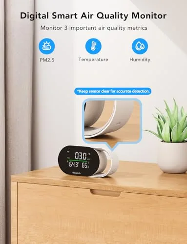 GoveeLife H5106 front display showing PM2.5, temperature, and humidity
