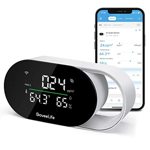 GoveeLife H5106 display with Govee Home app showing real-time readings
