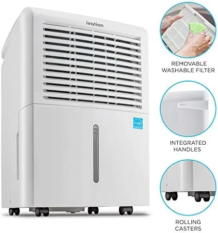 Ivation 4,500 Sq Ft dehumidifier control panel with physical buttons