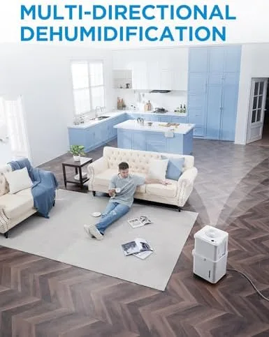 Midea Cube 20 Pint dehumidifier shown in extended operating height