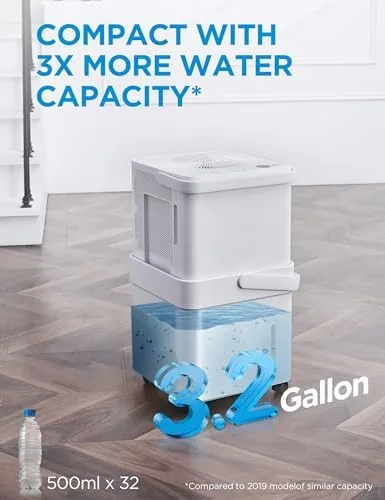 Midea Cube 20 Pint dehumidifier in nested compact storage form