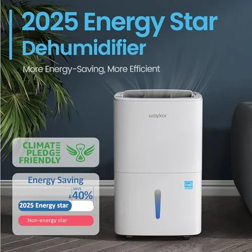 Waykar Max 80 Pint Energy Star dehumidifier efficiency badge close-up