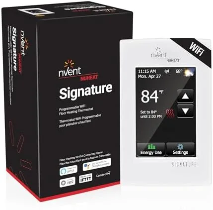 nVent NUHEAT Signature thermostat front view on wall plate