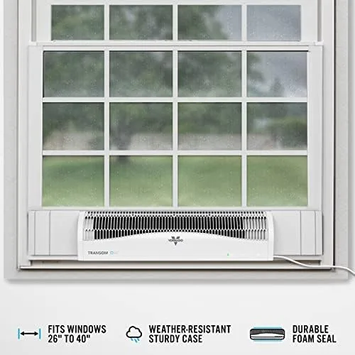 Vornado TRANSOM AE window fan control panel showing speed and mode buttons