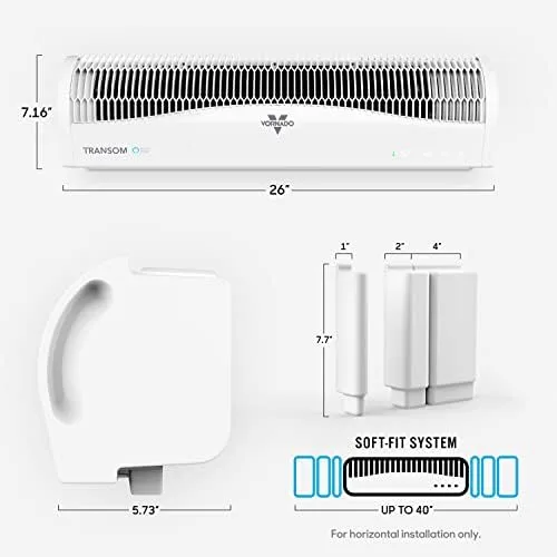 Vornado TRANSOM AE window fan installed in a window opening