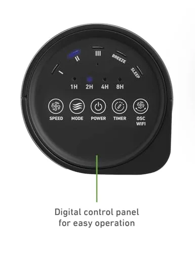 HOLMES 36-inch tower fan digital control panel close-up