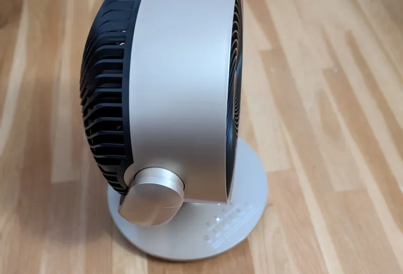 Dreo TurboPoly Table Fan 714S control knob and front grille close-up