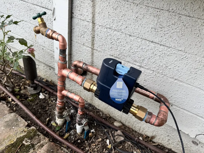 Moen Flo smart water shutoff installed on main pipe