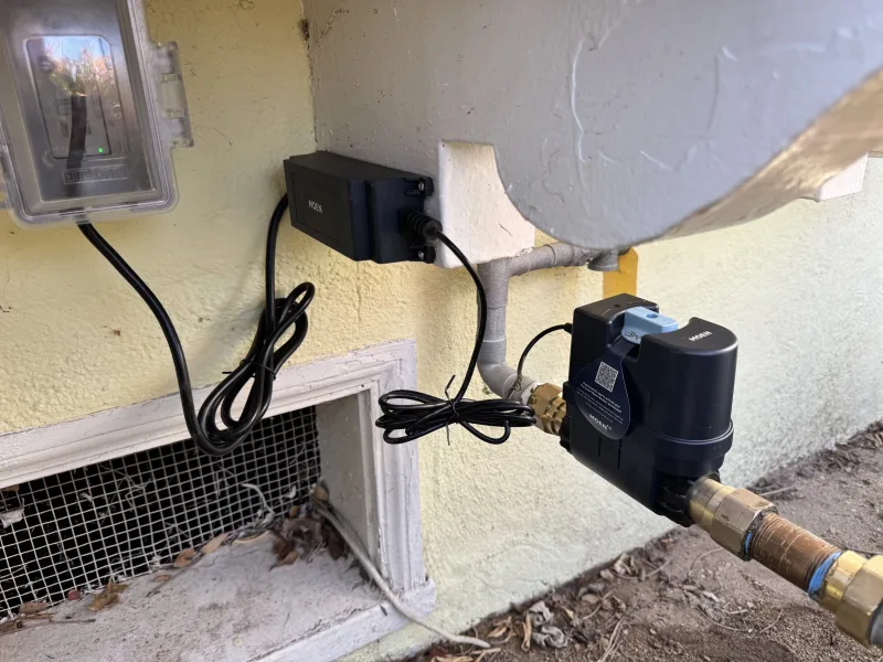 Moen Flo shutoff valve installed inline on home water line