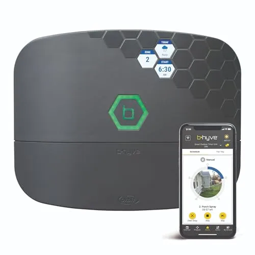 Orbit B-hyve XR 16-zone controller front view outdoor-ready housing