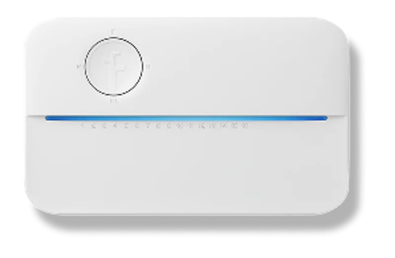 Rachio 16-zone smart sprinkler controller front view indoor design