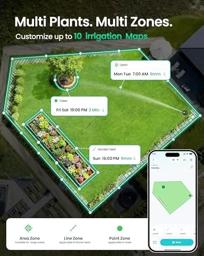 AIPER IrriSense 2 app showing multi-zone watering schedule controls