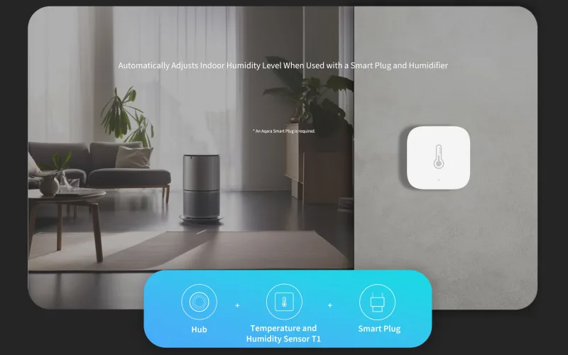 Aqara Temperature and Humidity Sensor shown in Aqara smart home ecosystem