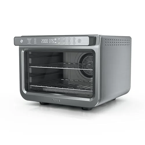 Ninja Prestige Smart XL countertop oven front view showing stainless build