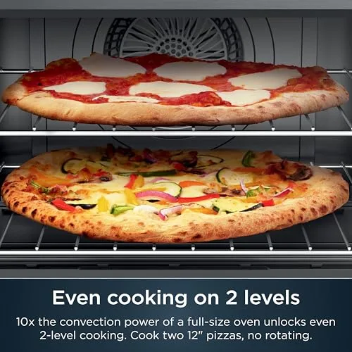 Ninja Prestige Smart XL cooking two pizzas on two levels
