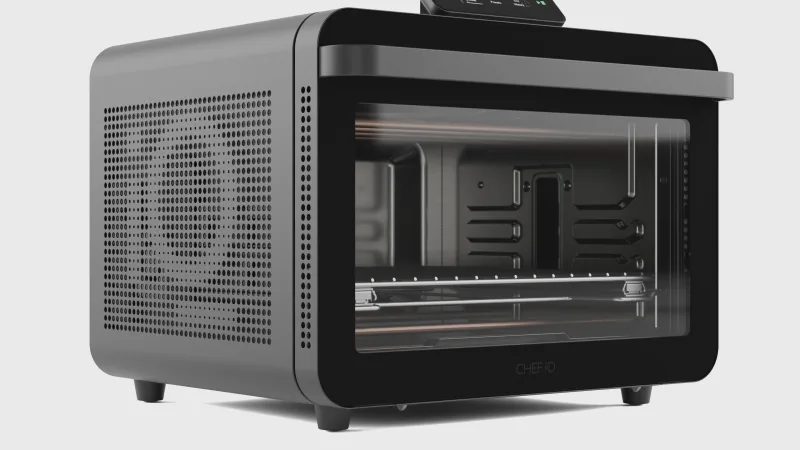 CHEF iQ MiniOven front view highlighting the color touchscreen controls